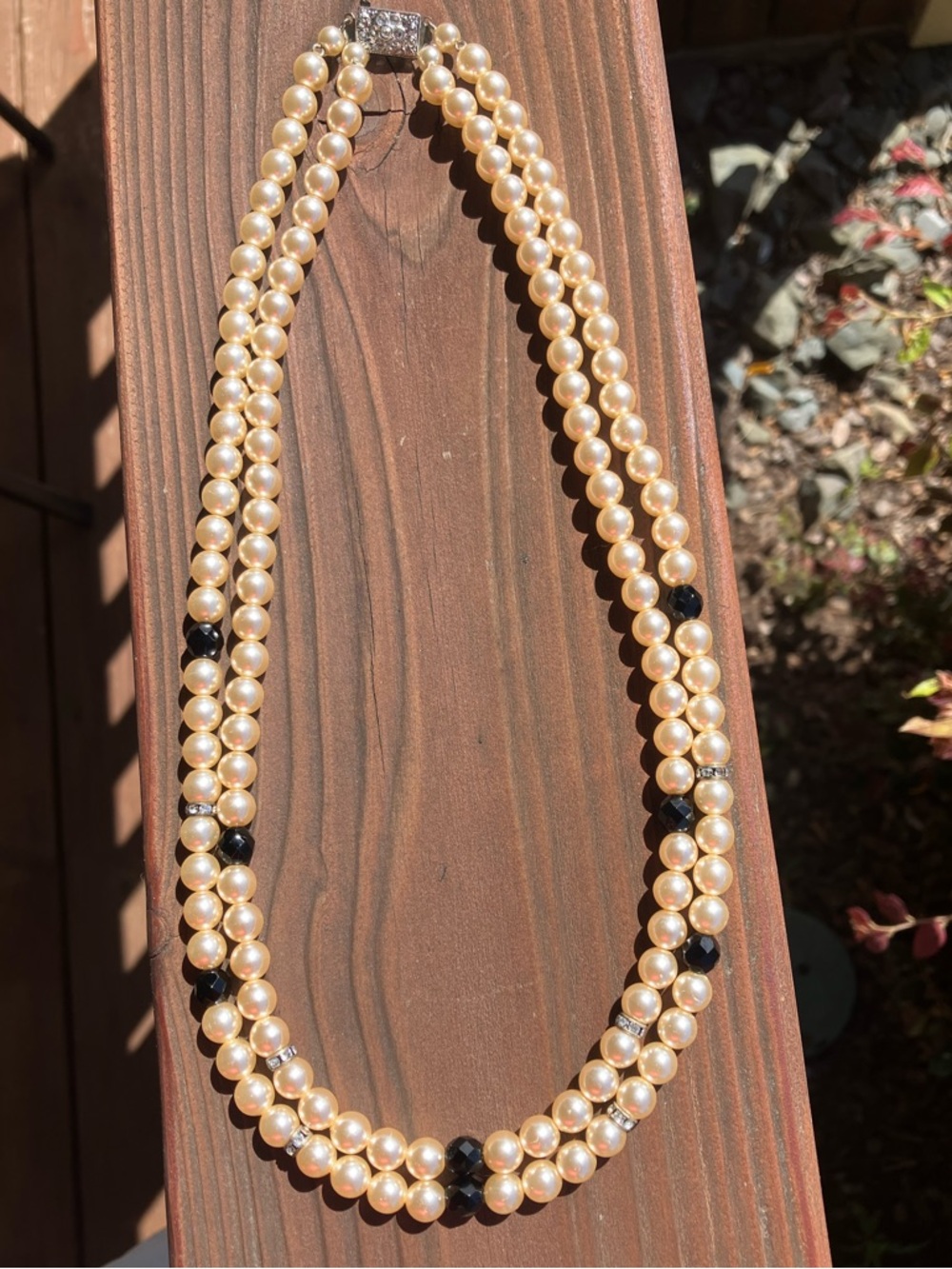 Vintage 80’s Old Hollywood Glam Faux Ivory Pearl Double-Strand Necklace